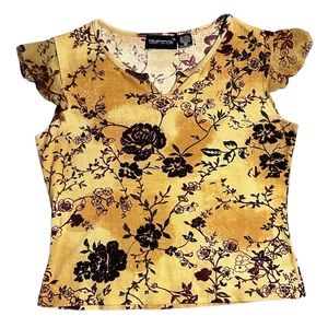 Tan/Yellow Rhimestone Floral Top